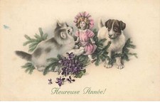 DOGS #MK39830 HAPPY YEAR CAT DOLL AND DOG JACK RUSSEL BY ILLUSTR