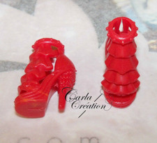 Chaussure Barbie   Escarpin Rouge A Frange Poupée Mannequin