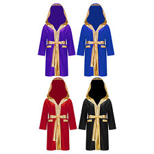 Kids Robe Boxing Robes Metallic Cape Hooded Cloak With Belt Exercise Costume