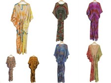 10 PCs Lot Vintage Silk Saree Kaftan Kimono Women's Holiday Silk Caftan Dress