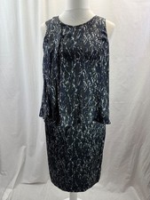 Gerard Darel Dress 100% Silk Printed Shift Blue Black White Size 12 VGC