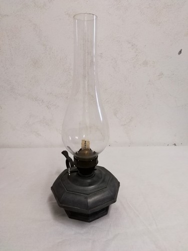 Pewter kerosene lamp - pewter,