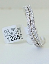 Alliance or blanc 18 carats diamants neuve demi tour bague joaillerie mariage