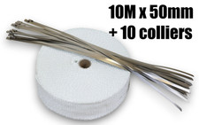 10M Bande Ruban Isolant Thermique Collecteur Echappement BLANC Larg 5 Cm Collier