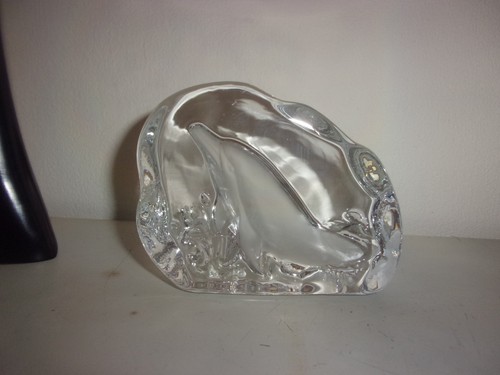 Presse papier cristal - papier, dauphin