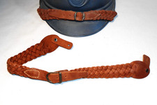 Jugulaire tressée officier casque Adrian cuir brun vieilli.