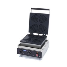 Gaufrier professionnel 4 gaufres "coeur" sur bâtons - Forme cœur, inox - 1750 W