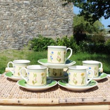 Set of 6 Villeroy & Boch / Eden Porcelain Coffee Cups + Saucers