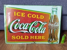 Ancienne PLAQUE TOLE PUBLICITAIRE COCA COLA BOUTEILLE 1989 No Émaillée 