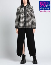 RRP €193 LE VOLIERE Tweed Overshirt Size S Checked Sequins Collared Loose