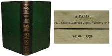 SENANCOUR "Rêveries" Ed. Orig. Cérioux 1799 SEUL EX. CONNU à la date de l'AN II