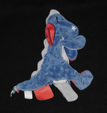 Doudou plat dragon Victor NOUKIE'S bleu rouge blanc ailes étoile TTBE