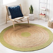 Tapis 100 % jute naturel tapis rond réversible style tressé tapis de salon...
