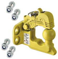 Crochet Boule attelage remorque 3500Kg Mixte 4 Trous Jaune, livré avec visserie