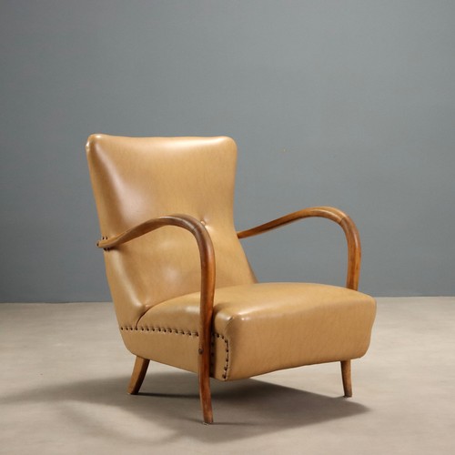 Fauteuil vintage hêtre simili - vintage,