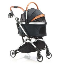 Fudajo Poussette pliable pour chiens 2en1 Buggy noir Petits animaux Rack Panier