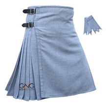 Kilt Écossais En Tweed Gris
