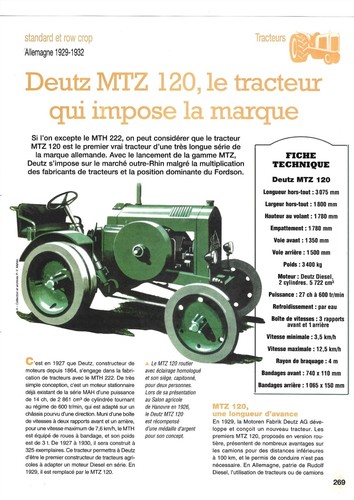 Tracteur deutz mtz 120 - tracteur,