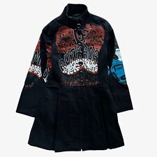 Vintage Y2K Women's De Puta Madre 69 Printed Spell Out Black Coat, Retro Mexico