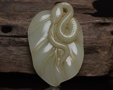 Certified Natural Hetian Jade Hand-carved Exquisite Snake Statues 16066