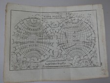 petite CARTE ANCIENNE mappemonde en hemispheres par abbé Expilly 1777
