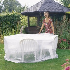 Housse protection TRANSPARENTE pour table salon meuble de jardin Ø200cm (79263)