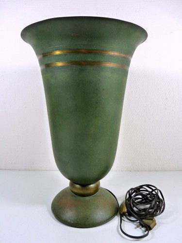 Lampe tôle verte art déco - lampe,