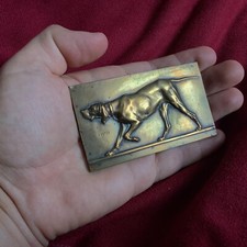 Antique French Animal Bronze VICTOR PETER Hunter Dog Art Deco Plaque Medal Chien