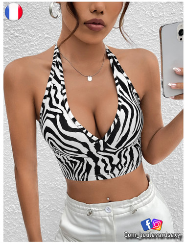 Top sexy crop imprimé - 🦓,