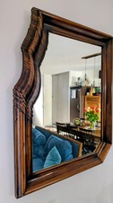 Vintage Carved Wood Mirror - Poetic & Modernist Design