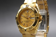 [Near MINT] Seiko 5 Sports 7S36-00Y0 Gold Dial Divers Automatic Mens Watch JAPAN