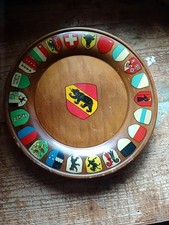 Antique wooden plate Swiss coat of arms decorative chalet vintage 