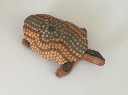 Tortue terre cuite decors - terre, cuite/