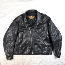 VTG Harley Davidson Made in USA Perfecto Leather Moto Jacket Distressed  2XL XXL