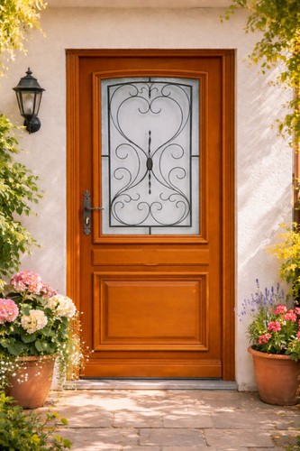 Porte entree bois vitree - porte,