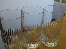 VAL SAINT LAMBERT CRYSTAL CUT 3 ANTIQUE FRUIT JUICE GLASSES ht 13.5 cm
