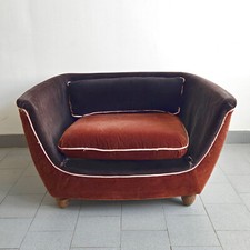FAUTEUIL VINTAGE ART DECO FRANCAIS 1930 1940 EN VELOURS &amp; BOIS 30S 40S