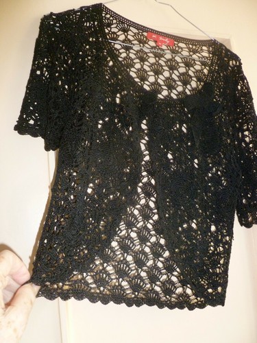 Gilet crochet noir - gilet,