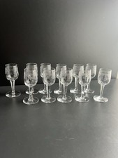 11 Baccarat Crystal Liqueur Glasses Modeled Pompadour
