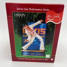 FIGURINE DE NOEL MUSICALE ELVIS PRESLEY - CHANTE BURNING LOVE  -EPE /CARLTON-USA