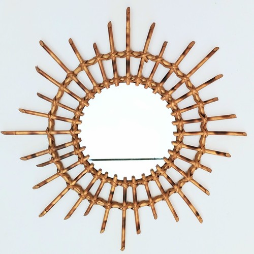 Miroir soleil rotin annees - soleil,