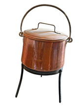 ANCIEN GROS 6,5 KG CHAUDRON EN CUIVRE ÉPAIS ÉTAMÉ CASSEROLE CUISINE CONFITURIER