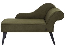 Divan Côté Droit en Tissu Vert Olive Chaise Longue de Salon Bois d'Hévéa et
