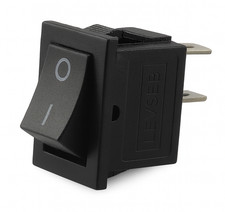 Rocker Switch Button Off/On, 250V 6A AC/DC, 2 Pole, KCD1 Mounting Opening 19 x 13mm