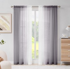 Rideaux transparents gris dégradé Melodieux 56x90” (2 panneaux) ombre...