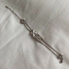 Christian Dior Bracelet Silver White Floral Pattern Pre-owned