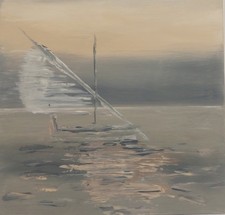 Original Artist Acrylic Painting 40x40 - Catalan Marine Abstract Boat 