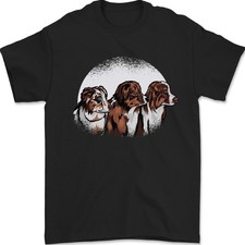 T-Shirt Pour Hommes 3 Chiens Bergers Australiens 100% Coton