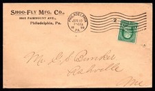 US 1898 ADVERTISING INSECTICIDES SHOOFLY MFG. PHILADELPHIA PA TO ROCKVILLE MD.