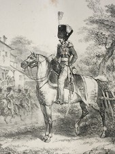 GARDE ROYALE Militaria LITHOGRAPHIE Villain AUGUSTE RAFFET Artillerie Cheval XIX